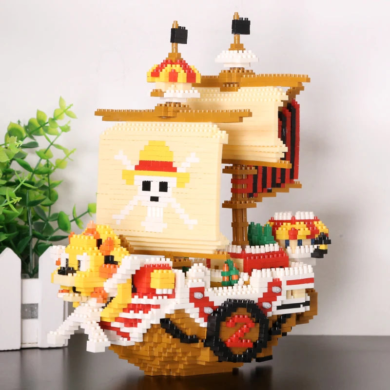 2385pcs+ One Piece Thousand Sunny Mini Brick Pirates Ship – 3D Anime Micro Building Block Toy - Image 2