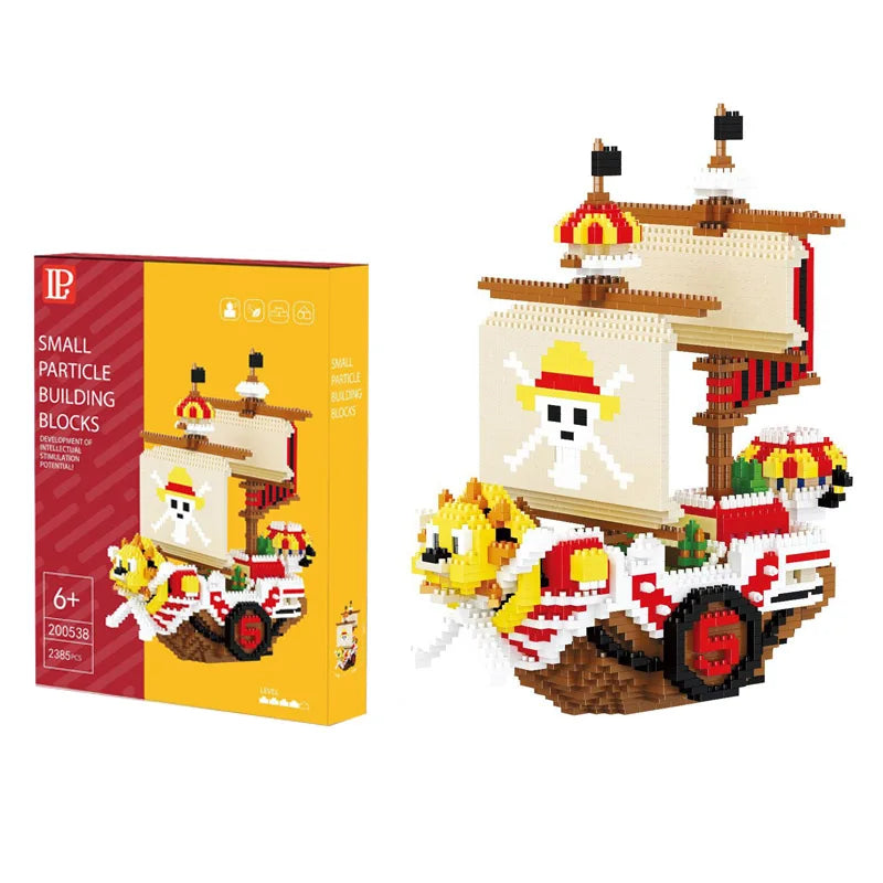 2385pcs+ One Piece Thousand Sunny Mini Brick Pirates Ship – 3D Anime Micro Building Block Toy - Image 6