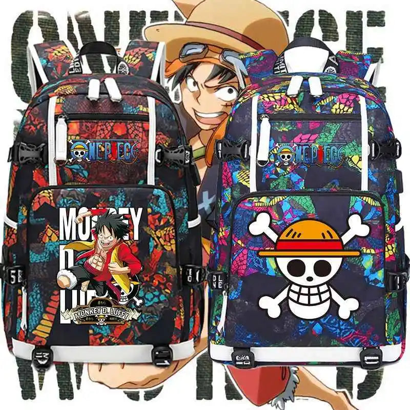 One Piece Anime Large Capacity Backpack with USB