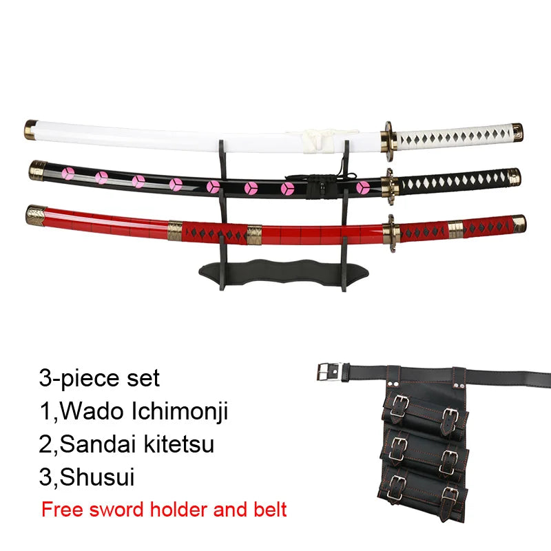 104cm Roronoa Zoro Katana – Japanese Anime Cosplay Weapon Prop with Bamboo Blade, Belt & Sword Holder - Image 6