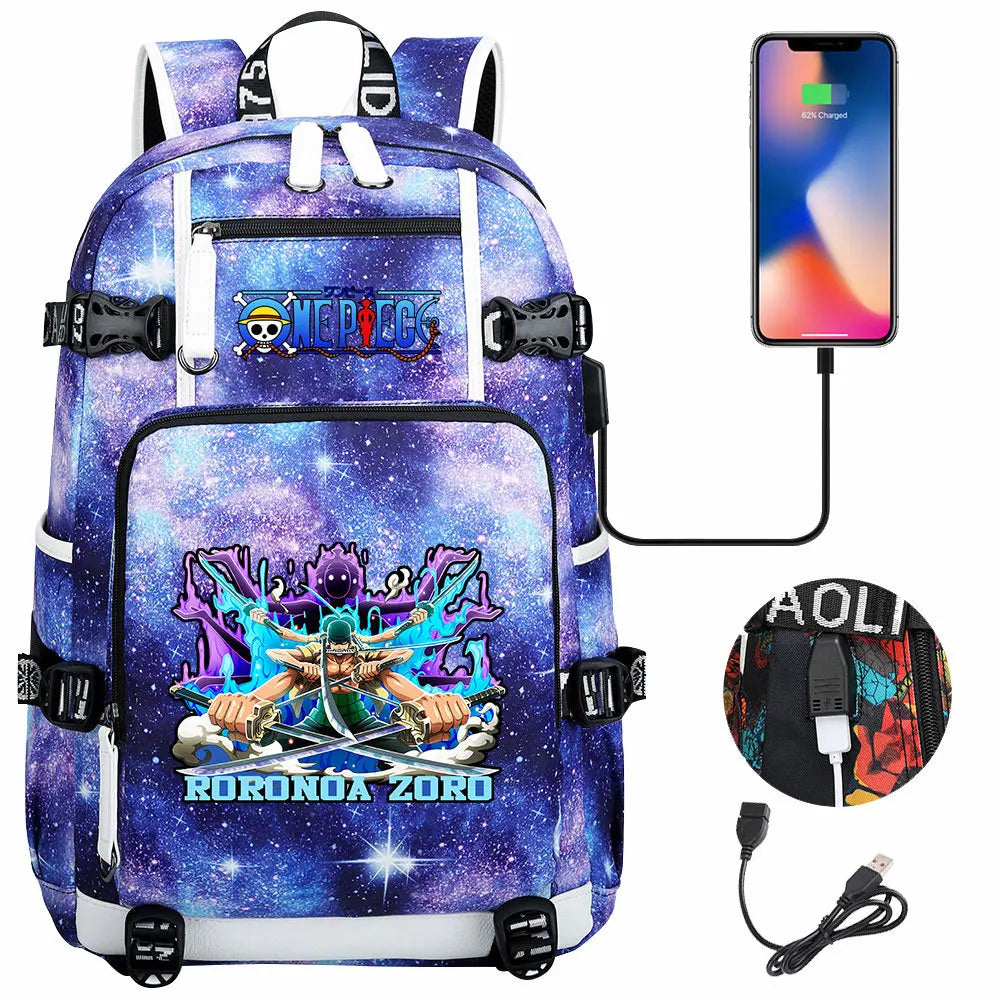 One Piece Anime Large Capacity Backpack with USB - Image 19
