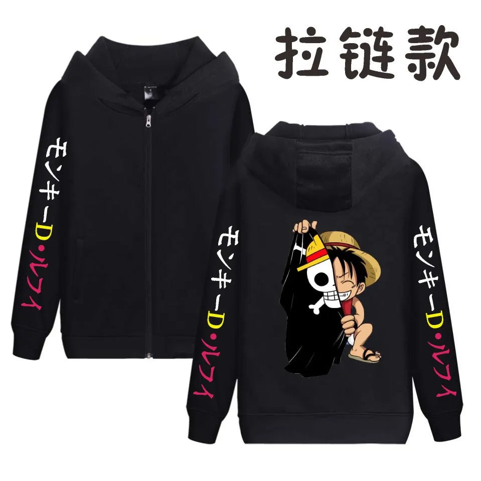 One Piece Anime Autumn/Winter Thick Jacket – Baseball Uniform Style with Straw Hat Luffy Print - Image 4
