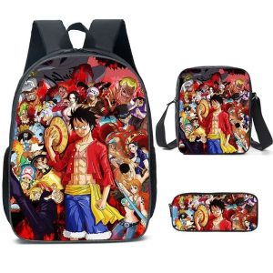 3PC-SET One Piece Luffy Schoolbag Backpack