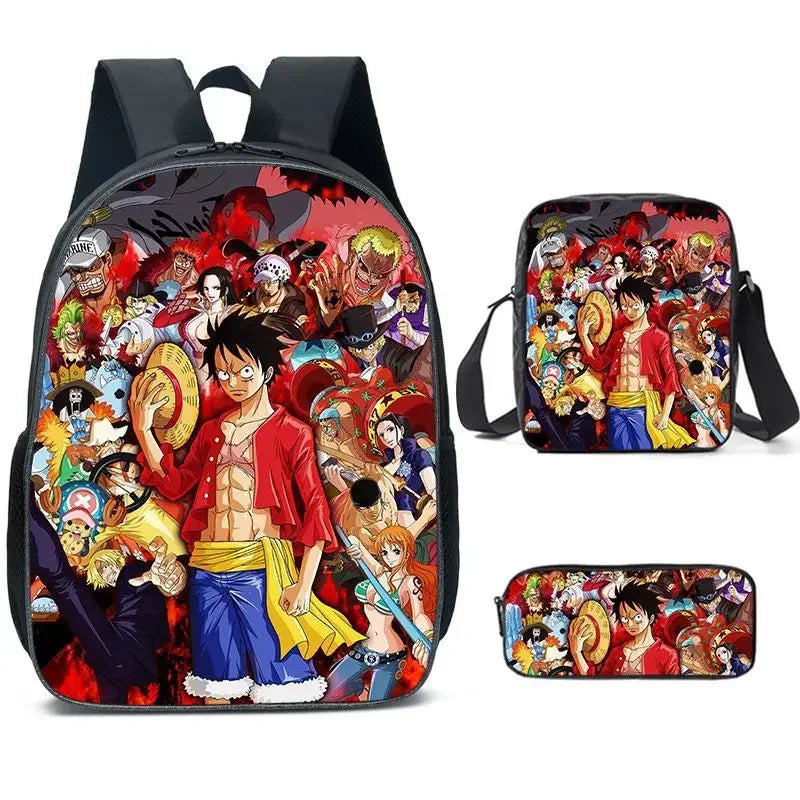 3PC-SET One Piece Luffy Schoolbag Backpack