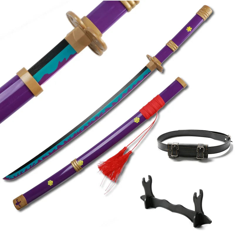104cm Roronoa Zoro Katana – Japanese Anime Cosplay Weapon Prop with Bamboo Blade, Belt & Sword Holder - Image 14