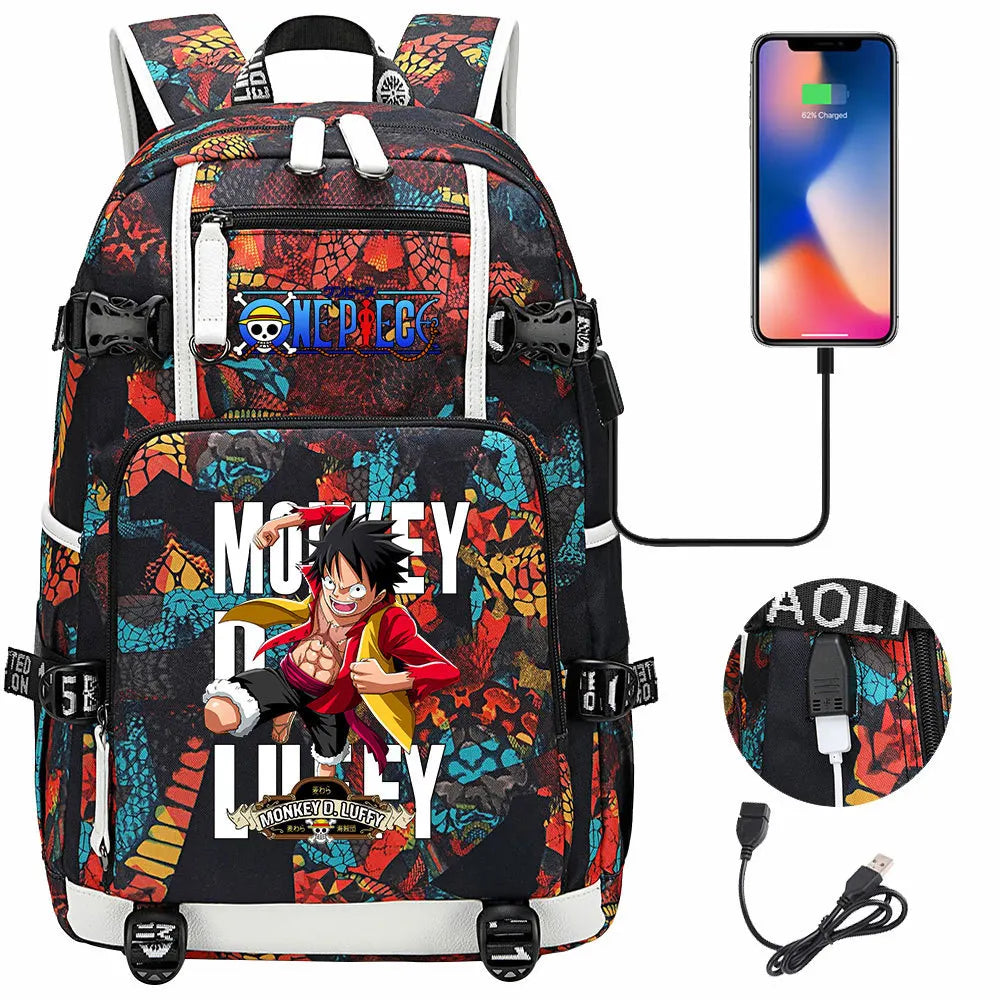One Piece Anime Large Capacity Backpack with USB - Image 26