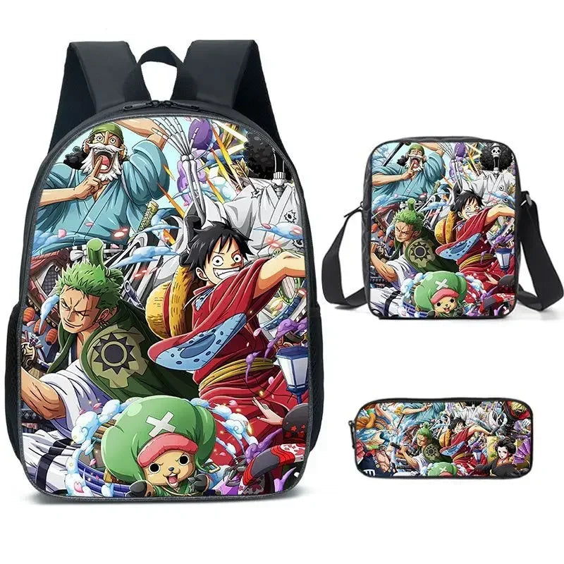 3PC-SET One Piece Luffy Schoolbag Backpack - Image 2