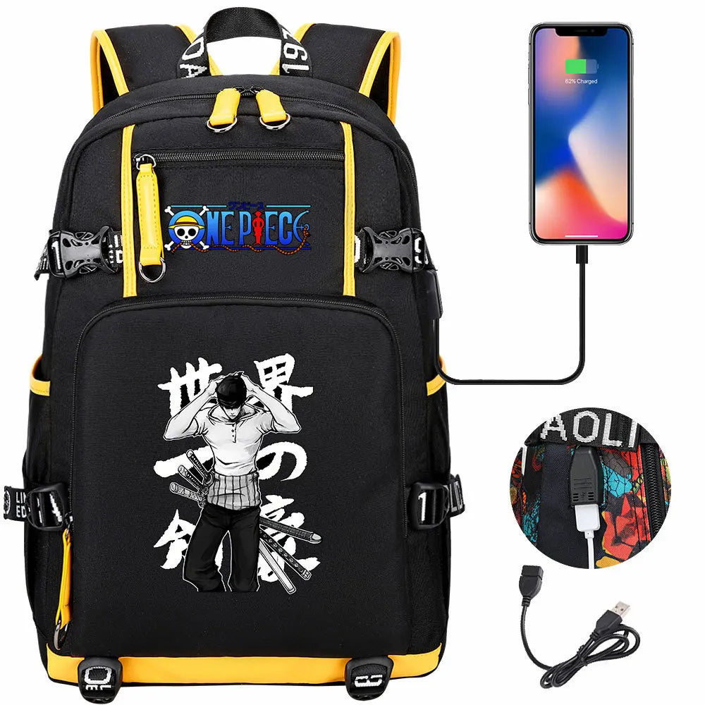 One Piece Anime Large Capacity Backpack with USB - Image 30