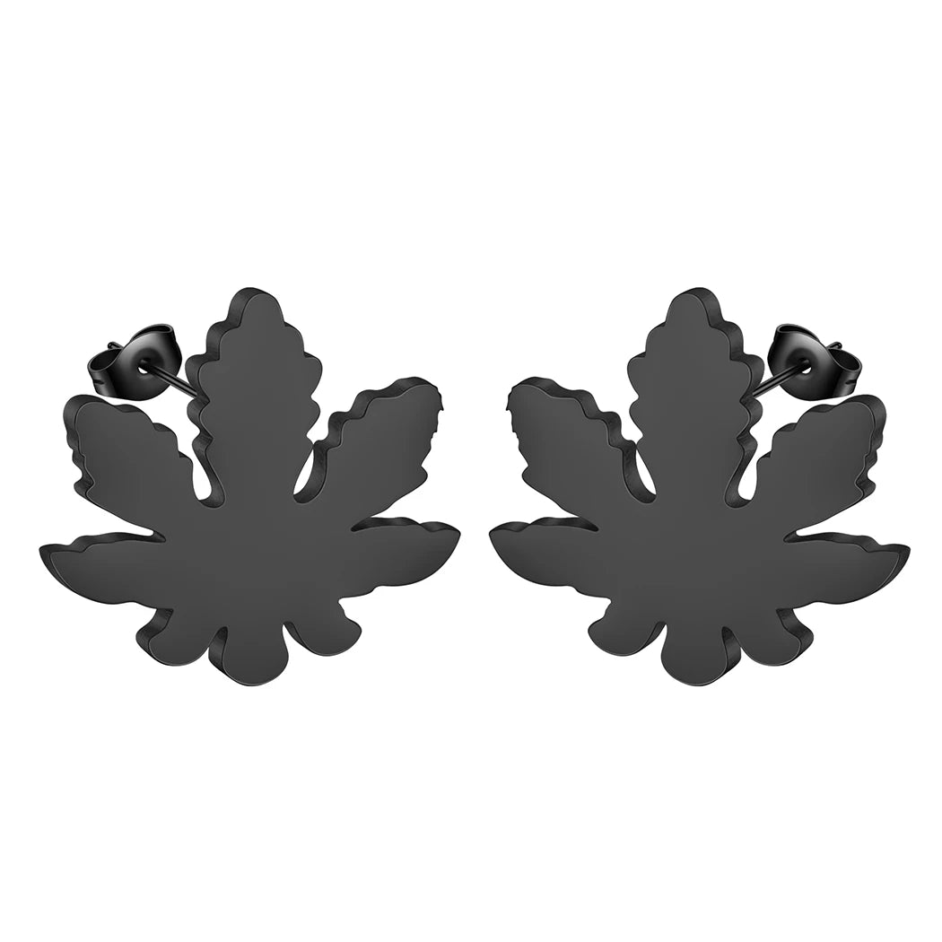 CHENGXUN Stainless Steel Mary Jane Weed Leaf Earrings - Image 7