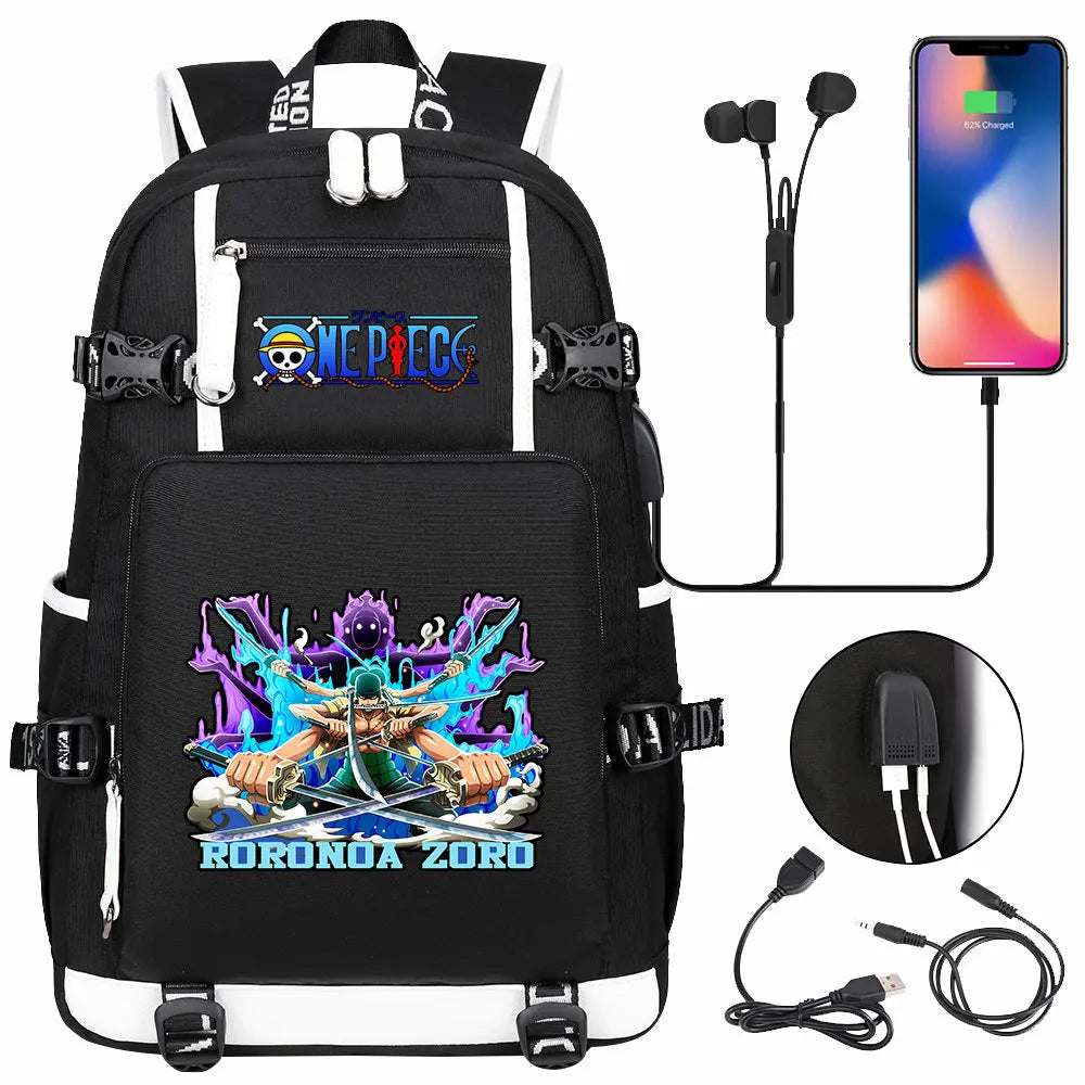 One Piece Anime Large Capacity Backpack with USB - Image 10