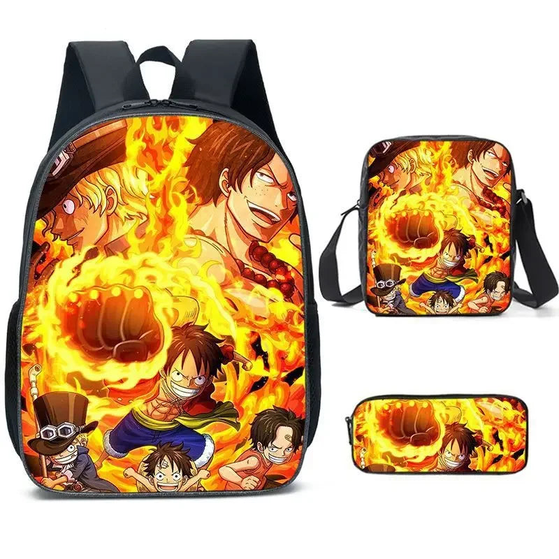 3PC-SET One Piece Luffy Schoolbag Backpack - Image 13