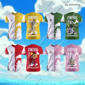 2025 Japanese Anime One Piece Men & Kids 3D Printed Short Sleeve T-shirt