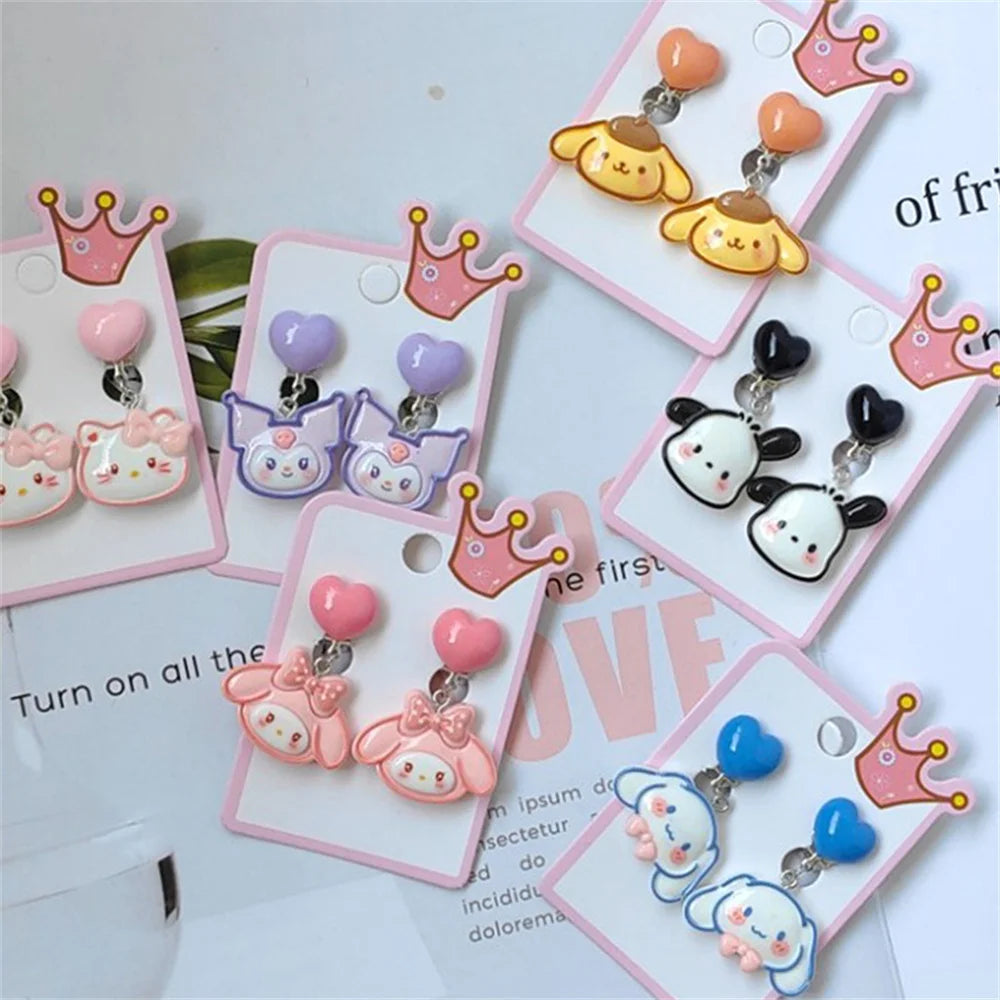 1 Pair Sanrio Hello Kitty, Cinnamoroll & Kuromi Ear Clip Earrings