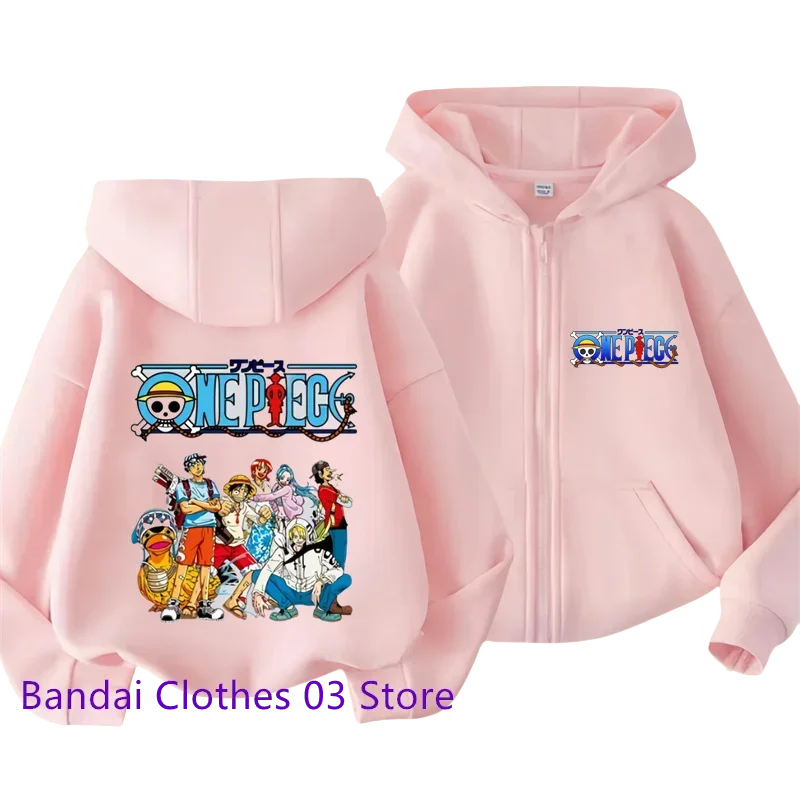 Hot Anime One Piece Kids Zipper Hoodie – Cartoon Luffy Print Autumn/Winter Sweatshirt - Image 4